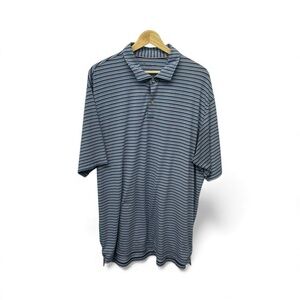 Peter Millar Seaside Men's Blue and Pink Striped Polo Short Sleeve Shirt Size XL